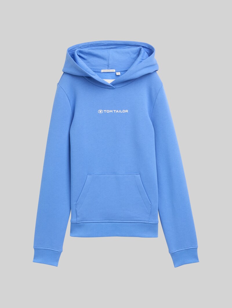 Tom Tailor Hoodie Sweatshirt mit Logo-Print - Sicilian Blue