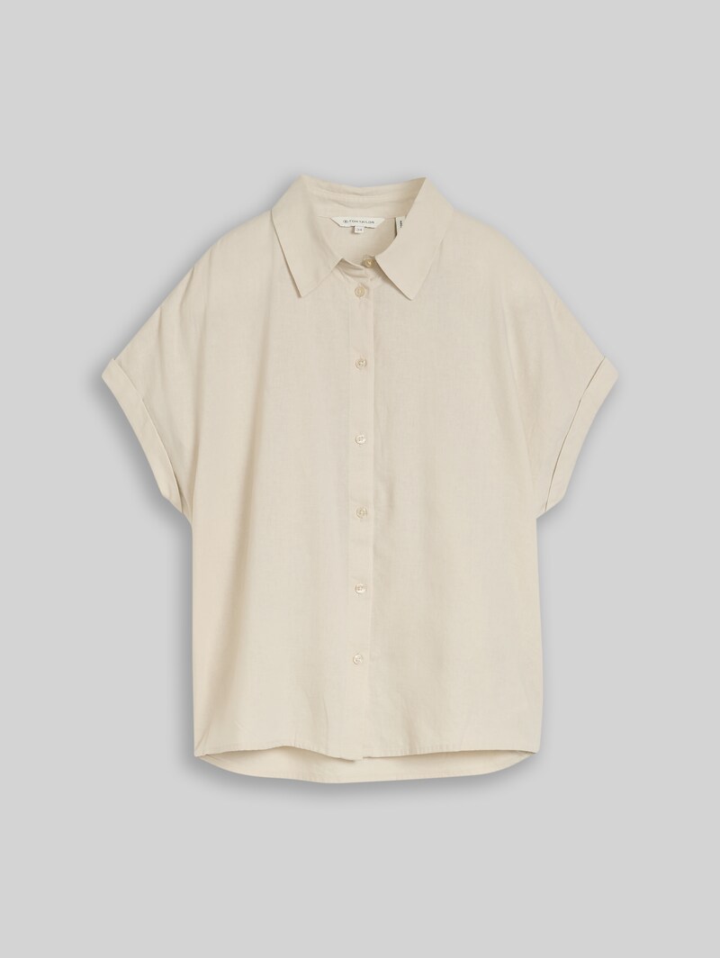 Tom Tailor Loose Fit Bluse mit Leinenanteil - Sand Stone Beige