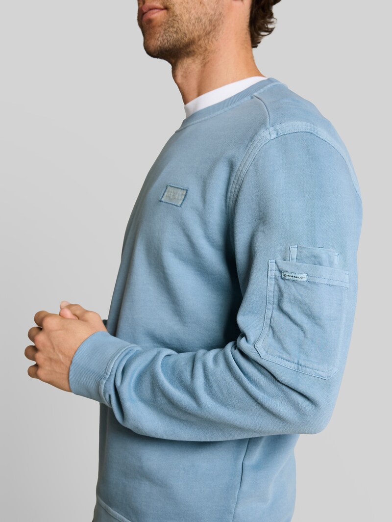 Tom Tailor Sweatshirt mit Ärmeltasche - Mountain Spring Blue