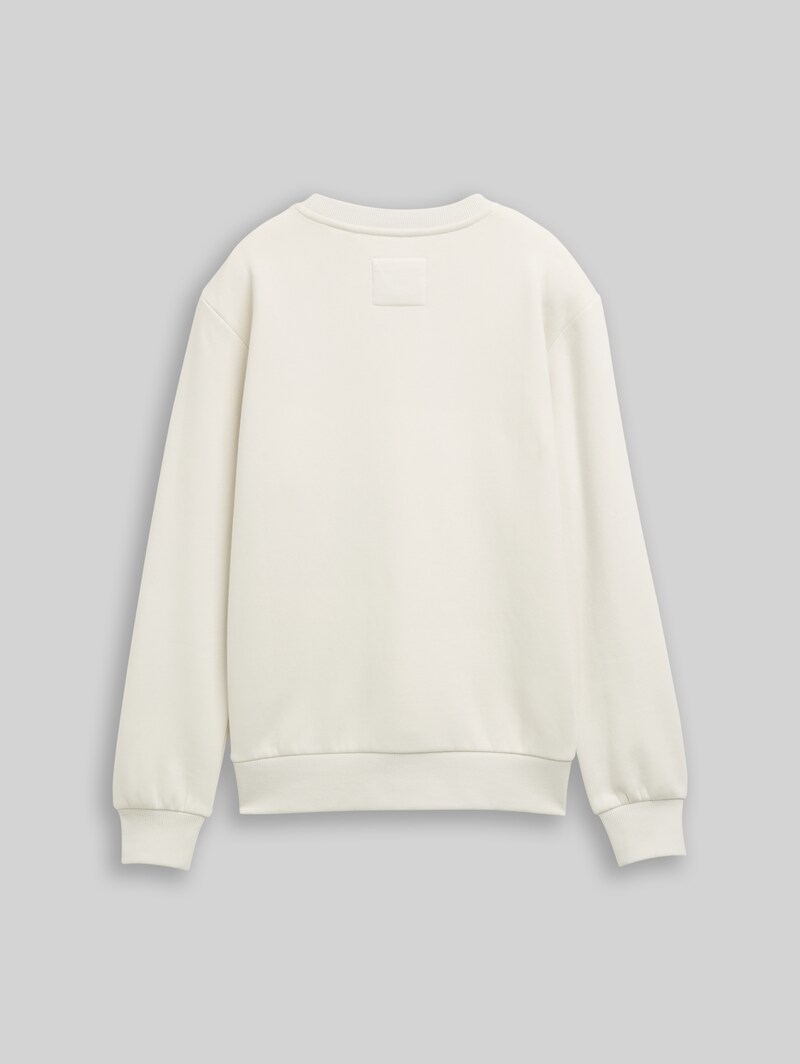 Tom Tailor Sweatshirt mit Badge-Detail - Greyish White Tom Tailor Sweatshirt mit Badge-Detail - Greyish White