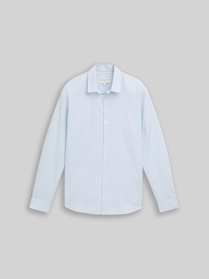 Tom Tailor Basic Fit Hemd aus Baumwolle - Light Blue White Chambray