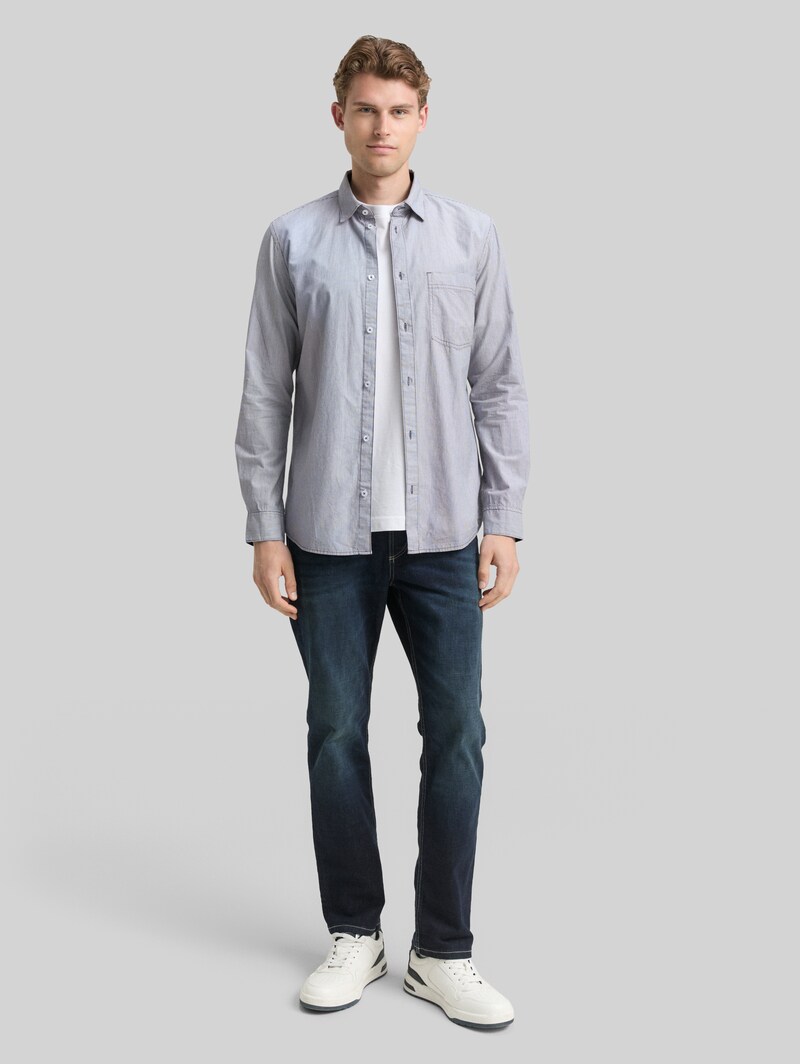 Tom Tailor Fitted Hemd aus Baumwolle - Blue Stripe