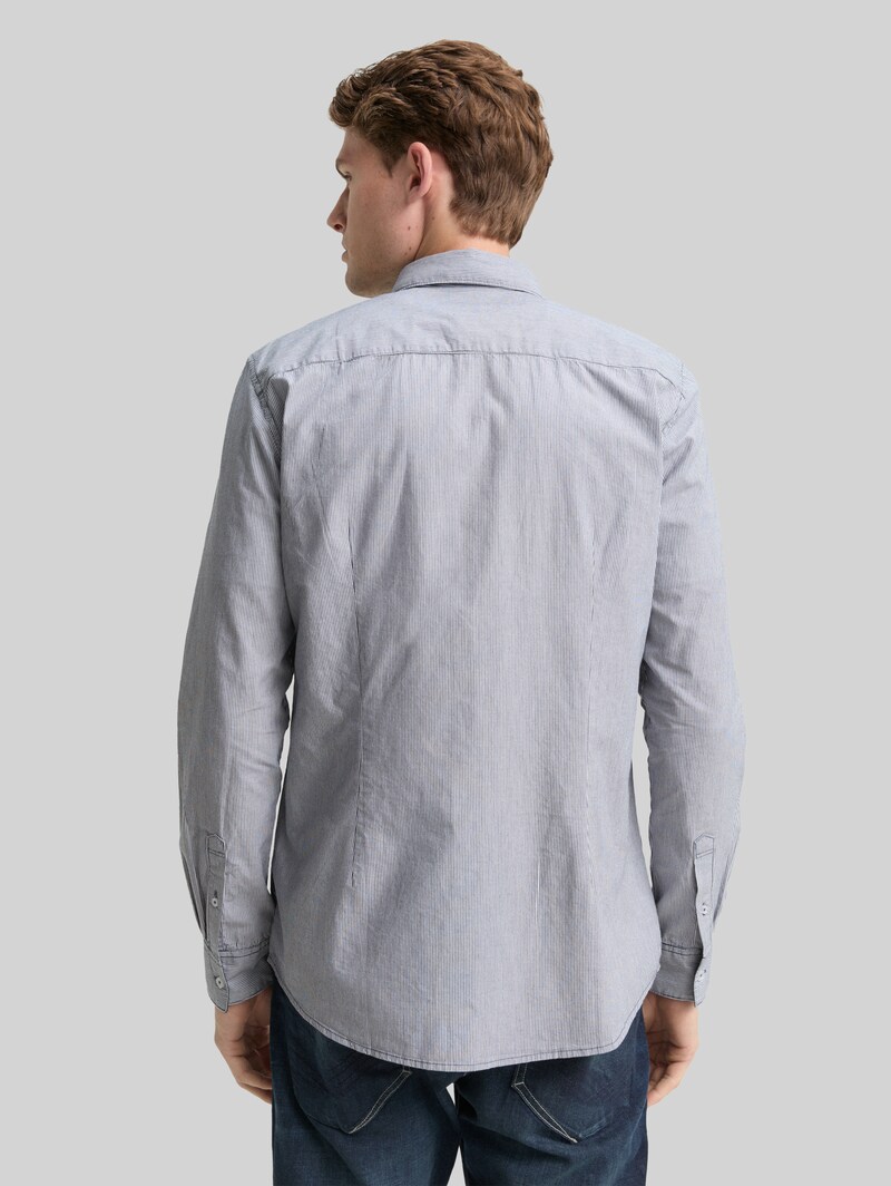 Tom Tailor Fitted Hemd aus Baumwolle - Blue Stripe
