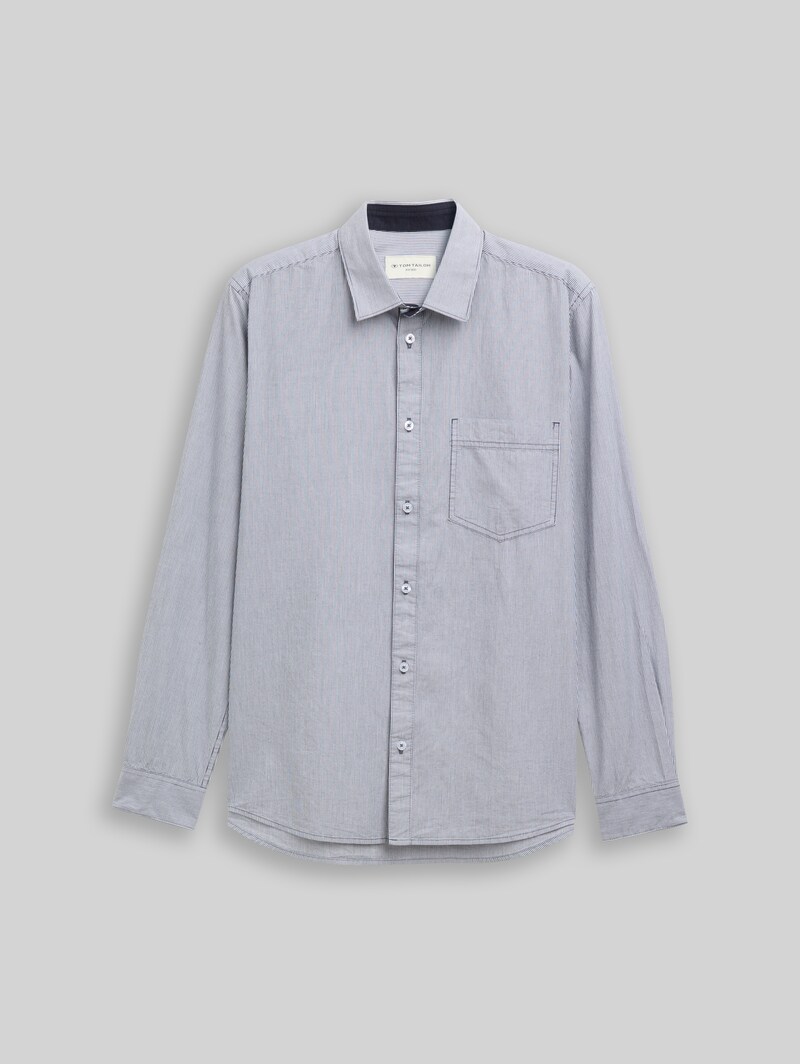 Tom Tailor Fitted Hemd aus Baumwolle - Blue Stripe