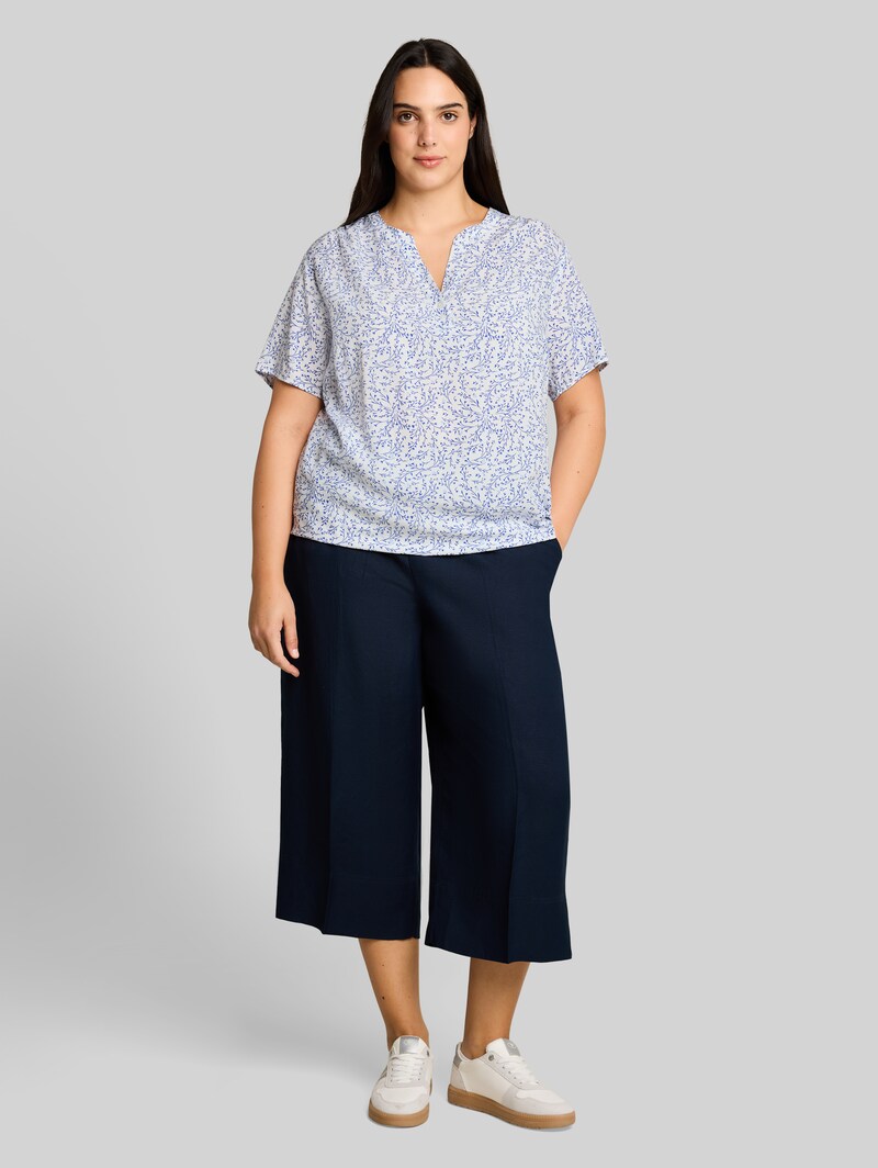 Tom Tailor Plus Size - Bluse mit Muster - White Small Leaves Design