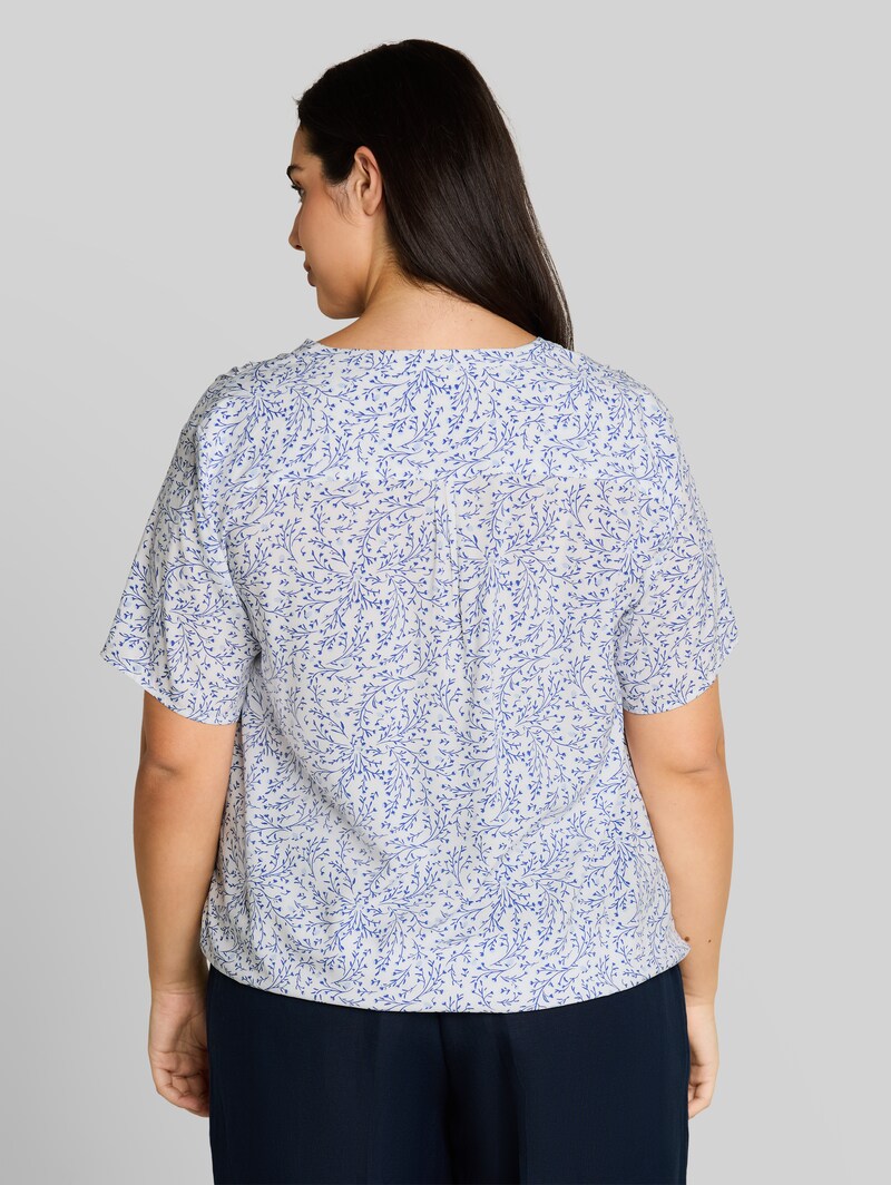 Tom Tailor Plus Size - Bluse mit Muster - White Small Leaves Design