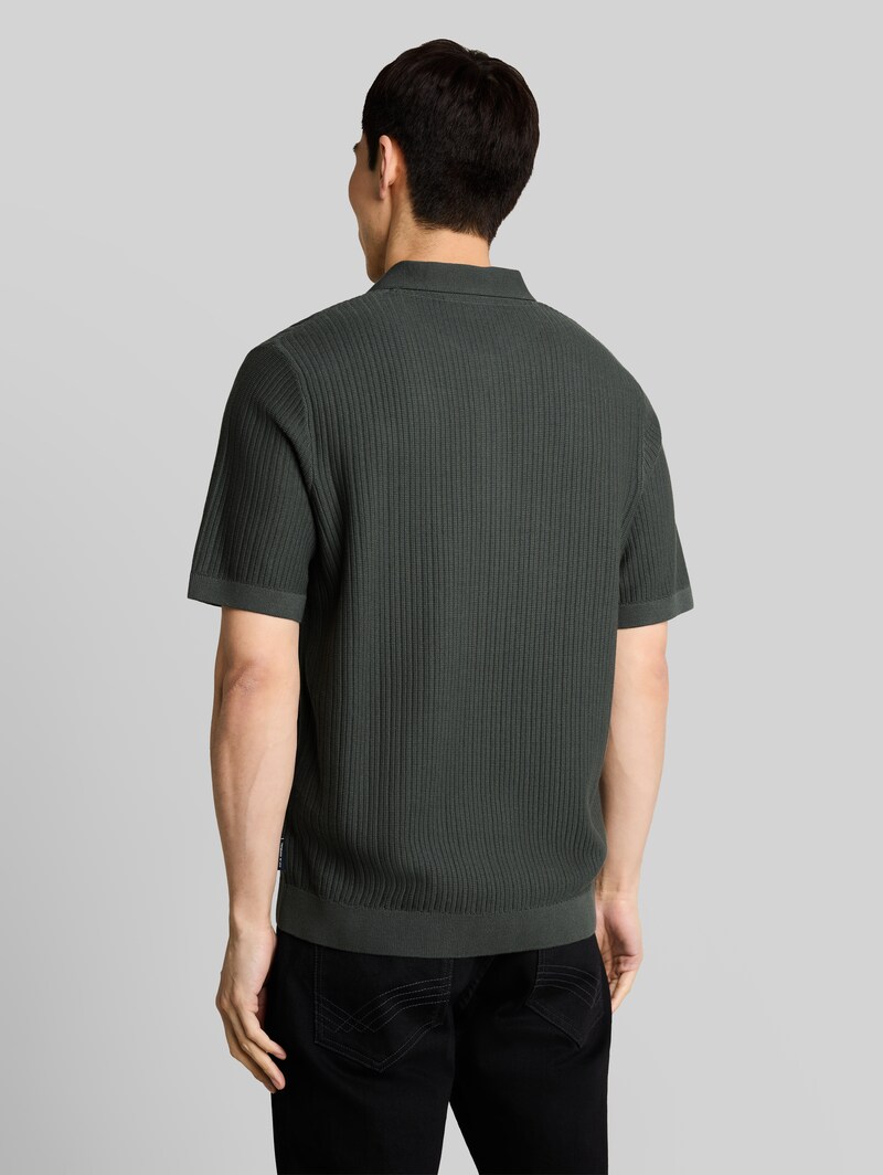 Tom Tailor Strick-Poloshirt aus Baumwolle - Black Olive