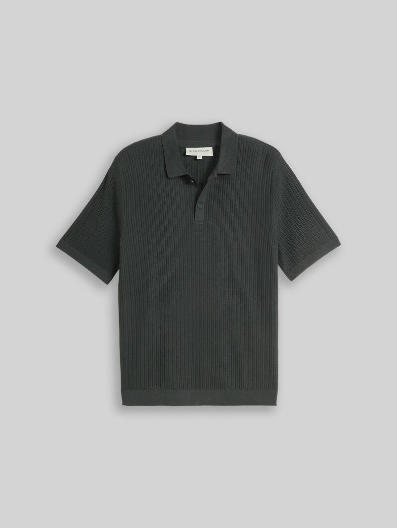 Tom Tailor Strick-Poloshirt aus Baumwolle - Black Olive