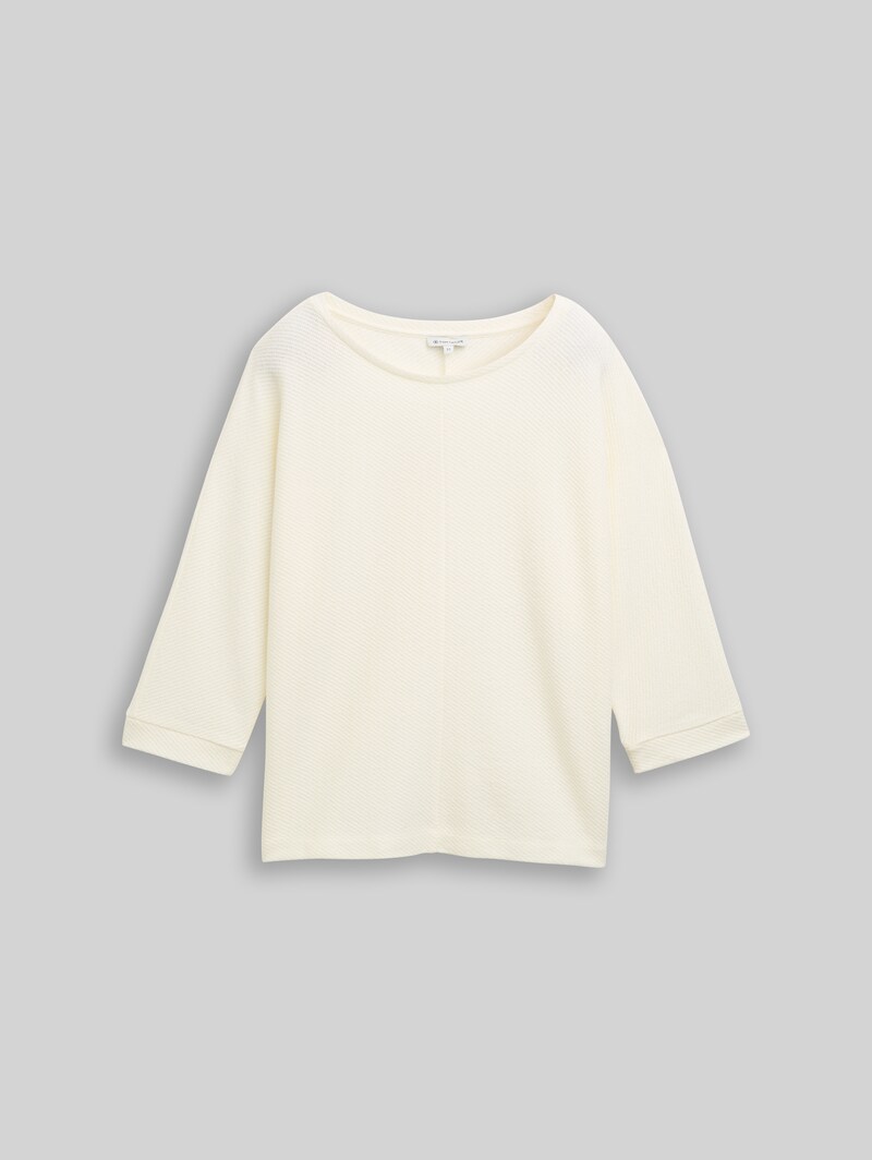 Tom Tailor Loose Fit Langarmshirt mit Fledermausärmeln - Whisper White