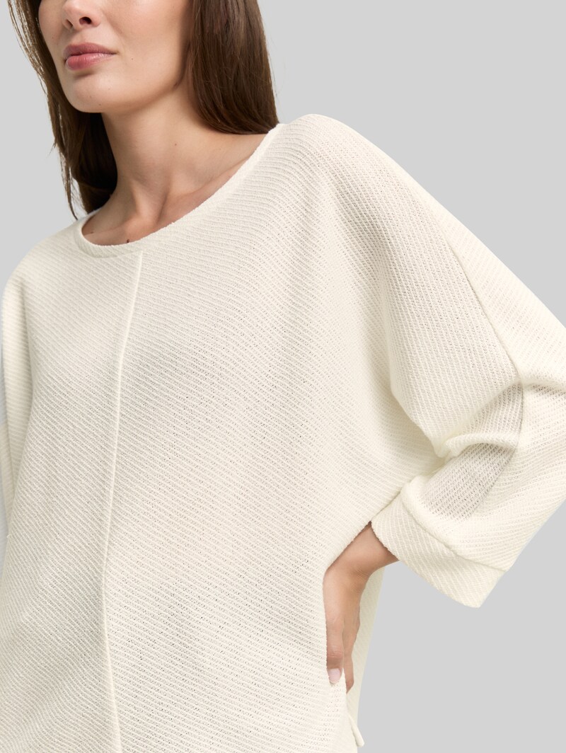 Tom Tailor Loose Fit Langarmshirt mit Fledermausärmeln - Whisper White