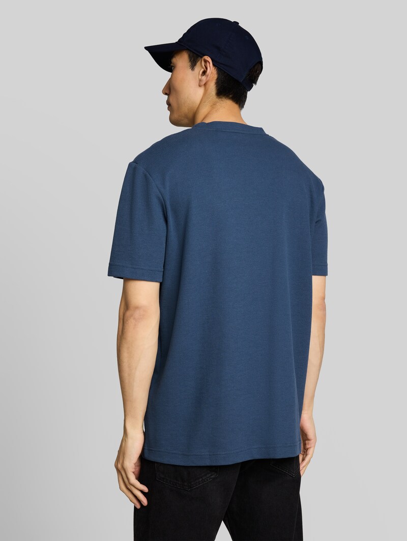 Tom Tailor T-Shirt mit Waffelstruktur - Dark Duck Blue