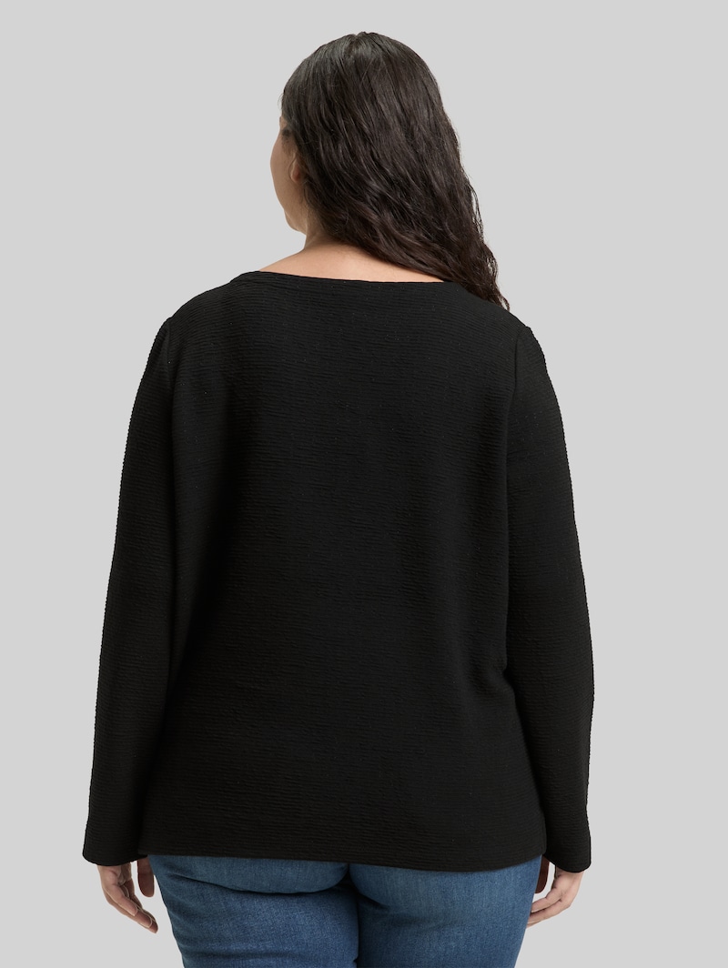 Tom Tailor Plus Size - Sweatshirt mit Glitzer-Effekt - Deep Black