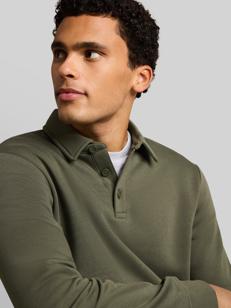Tom Tailor Sweatshirt mit Polokragen - Urban Olive Green