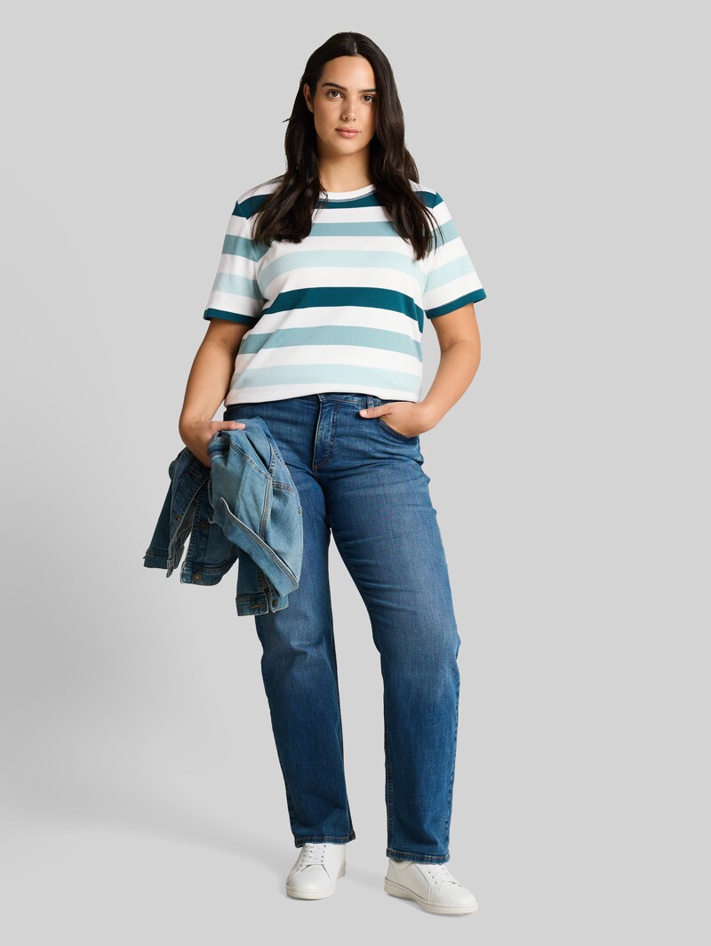 Tom Tailor Plus Size - T-Shirt aus Baumwolle - White Mint Bold Stripe