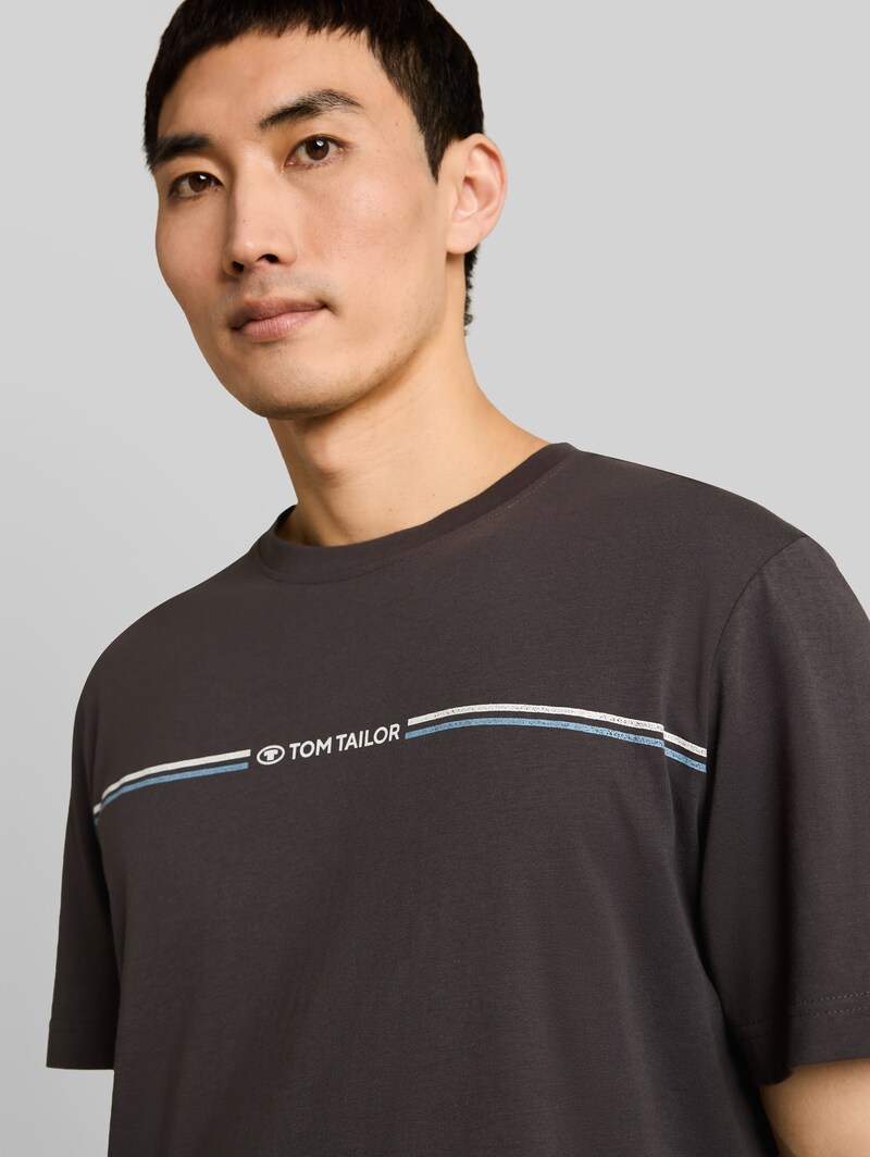 Tom Tailor T-Shirt mit Logo-Print - Tarmac Grey