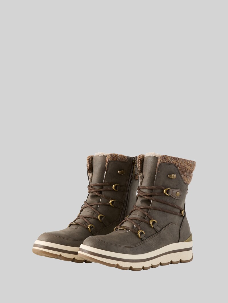 Tom Tailor Wasserfeste Stiefel mit Material-Mix - Lava