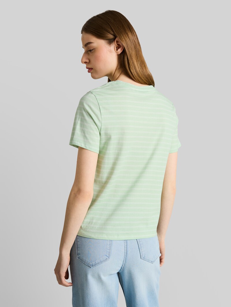 Tom Tailor T-Shirt mit Knotendetail - Matcha Green Irregular Stripe