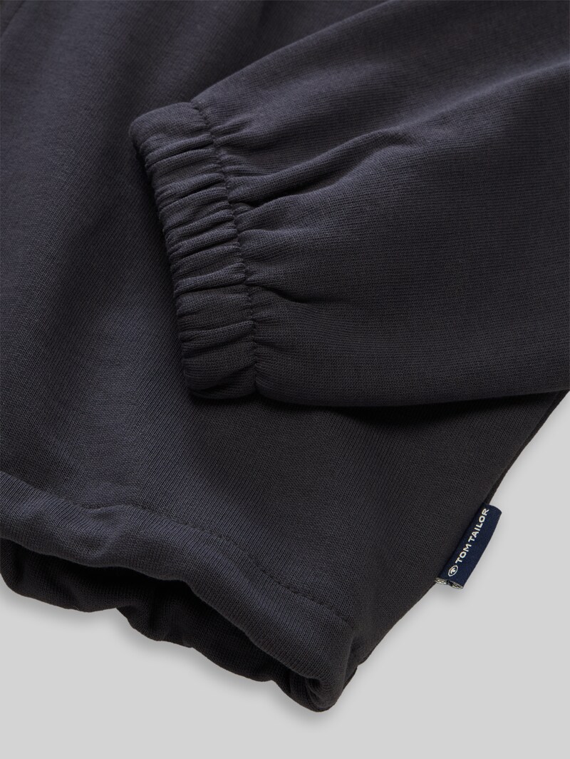 Tom Tailor Cropped Hoodie Sweatjacke aus Baumwolle - Coal Grey