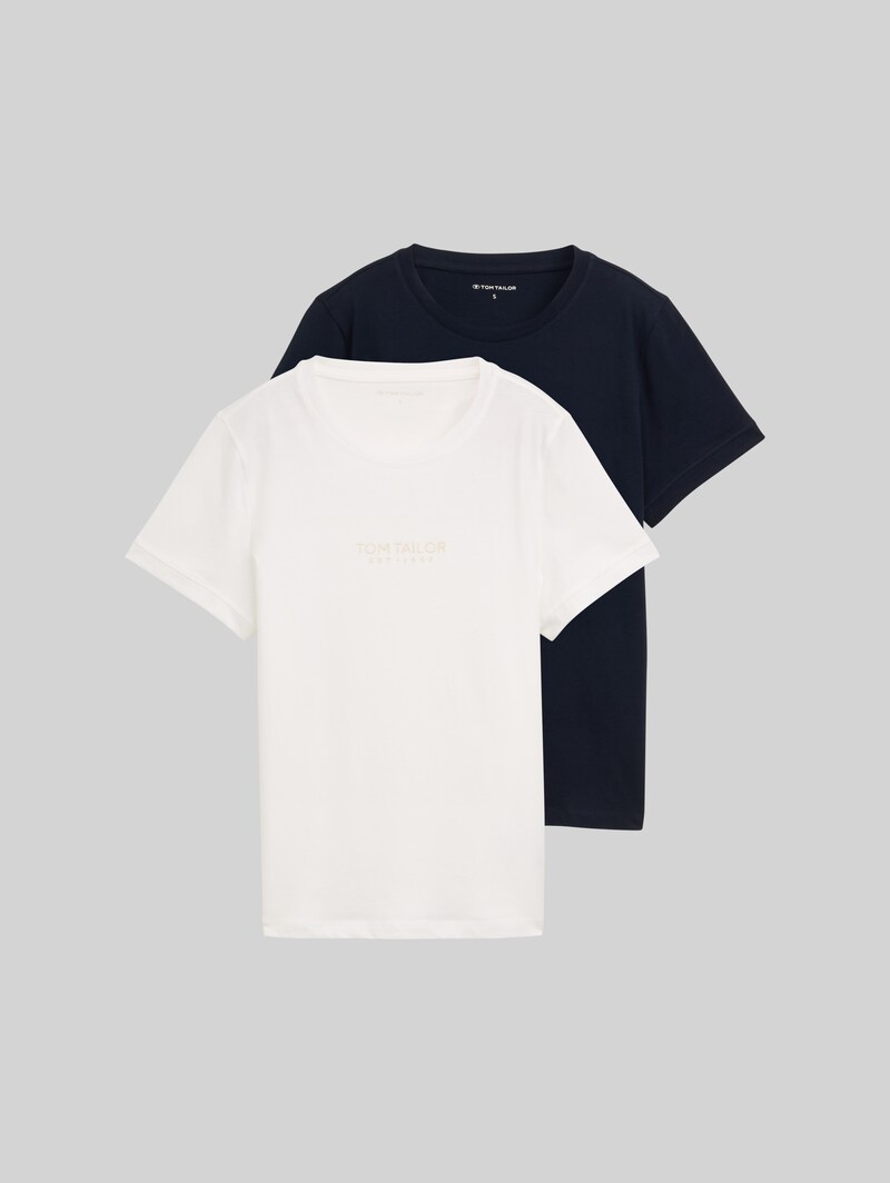 Tom Tailor Slim Fit T-Shirt im 2er-Pack - Sky Captain Blue