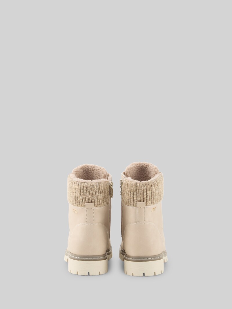 Tom Tailor Gefütterte Stiefel mit Strick-Einsatz - Cream Tom Tailor Gefütterte Stiefel mit Strick-Einsatz - Cream