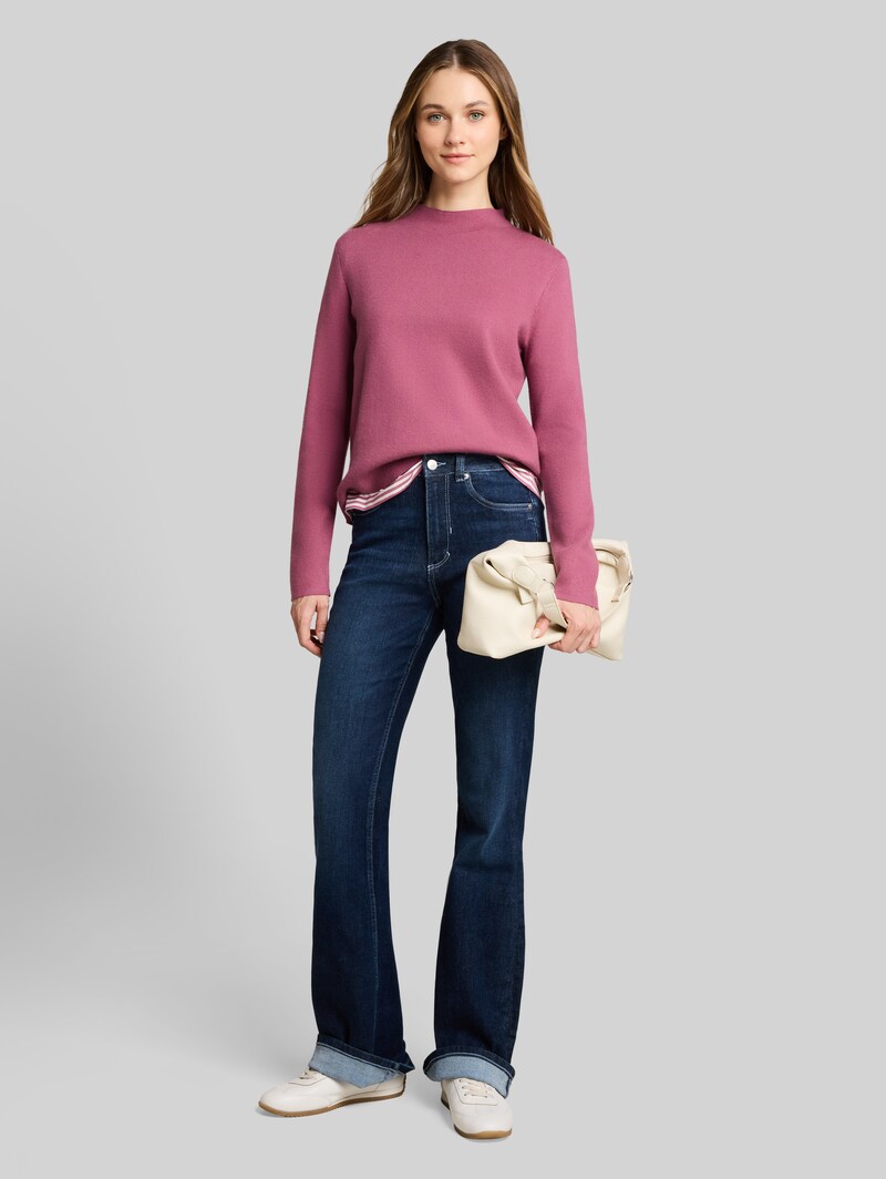 Tom Tailor Strickpullover mit Stehkragen - Dusty Berry