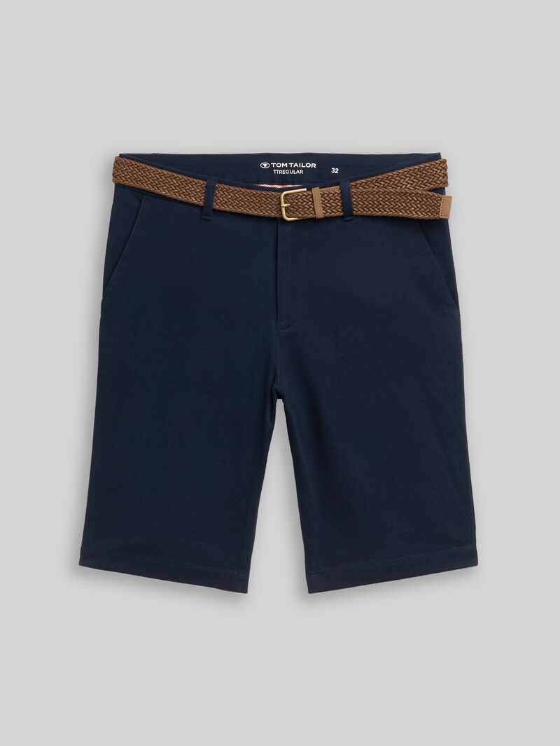 Tom Tailor Regular Chino Shorts mit Gürtel - Sky Captain Blue