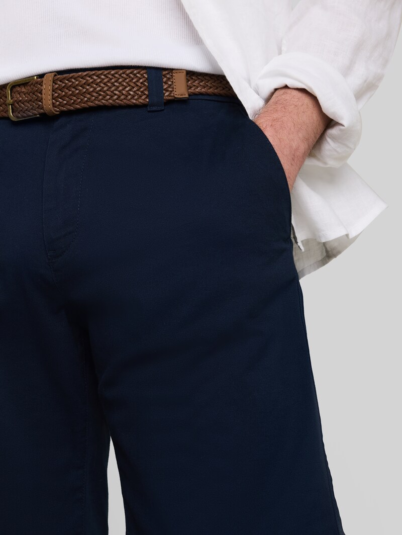 Tom Tailor Regular Chino Shorts mit Gürtel - Sky Captain Blue
