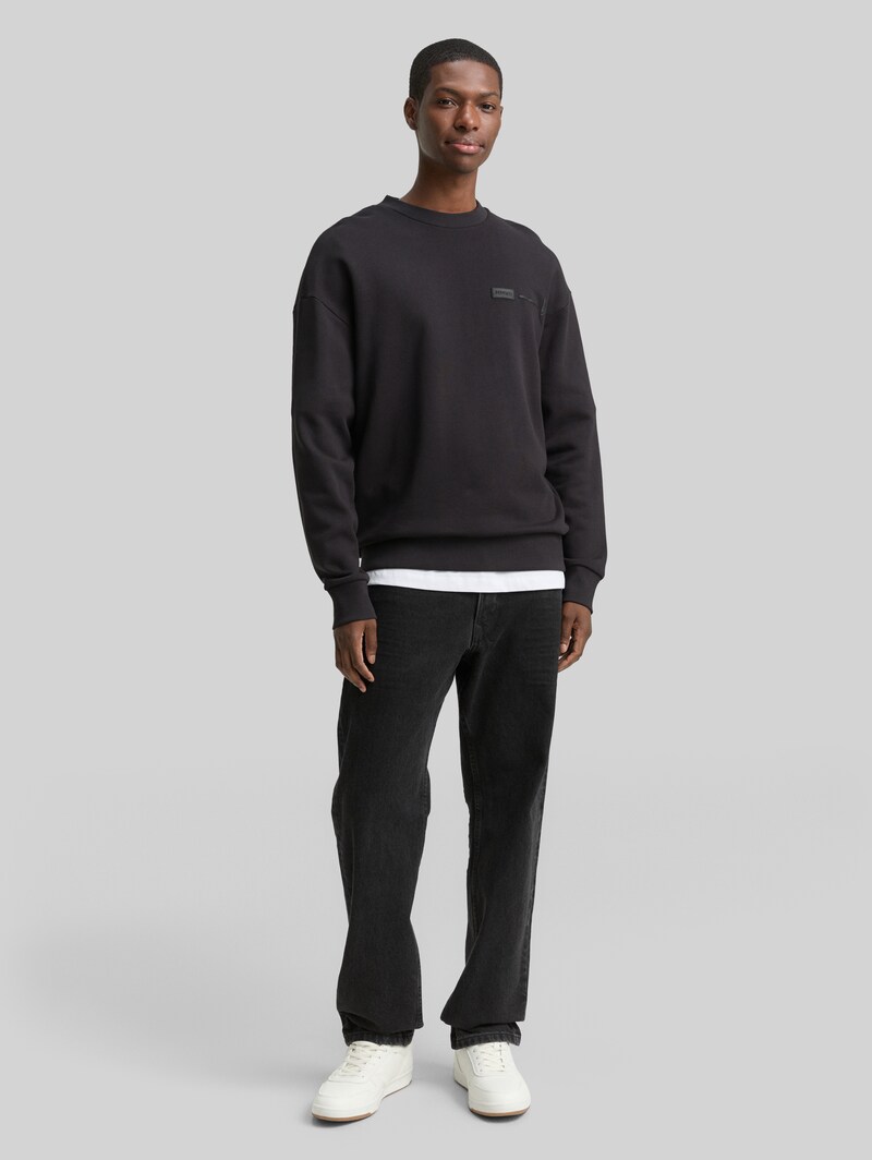 Tom Tailor Relaxed Fit Sweatshirt mit Rückenprint - Night Watch Black