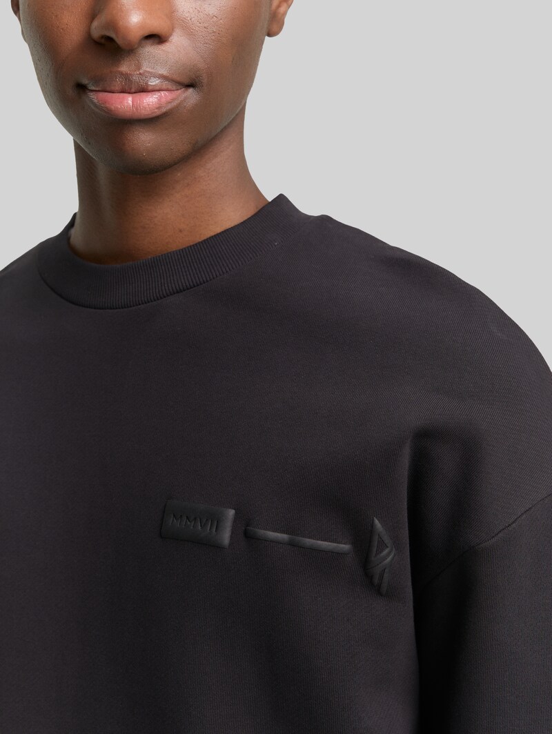 Tom Tailor Relaxed Fit Sweatshirt mit Rückenprint - Night Watch Black