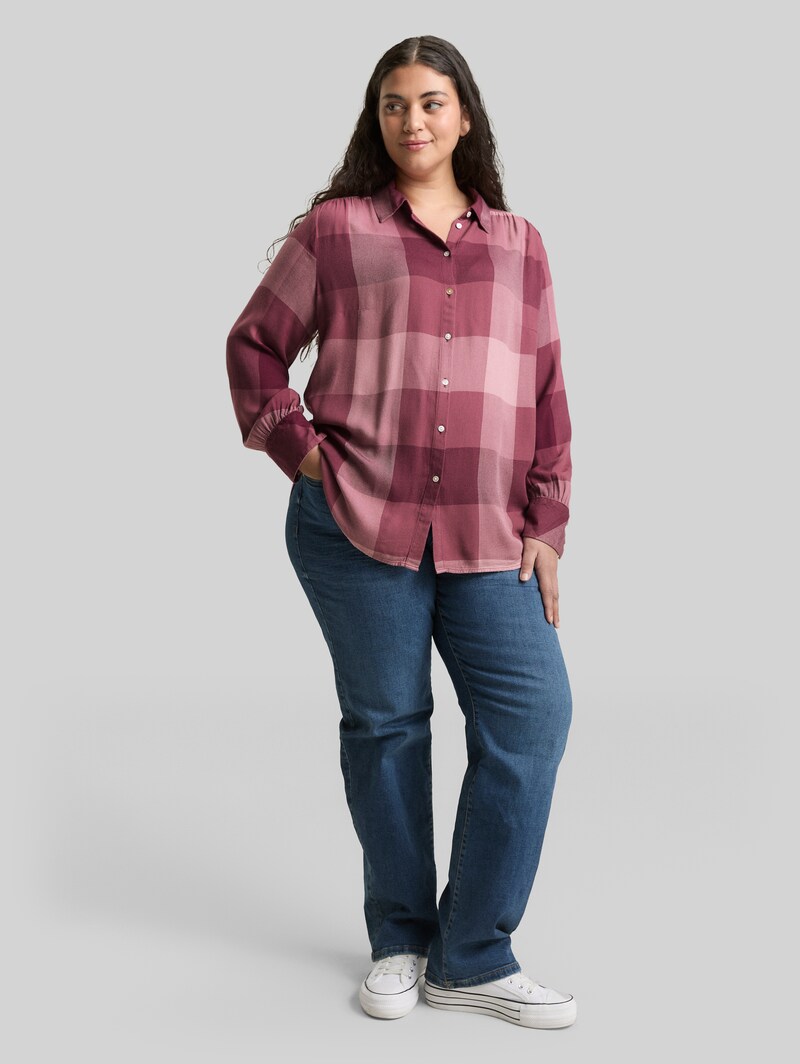 Tom Tailor Plus Size - Hemdbluse mit Karomuster - Berry Rose Check