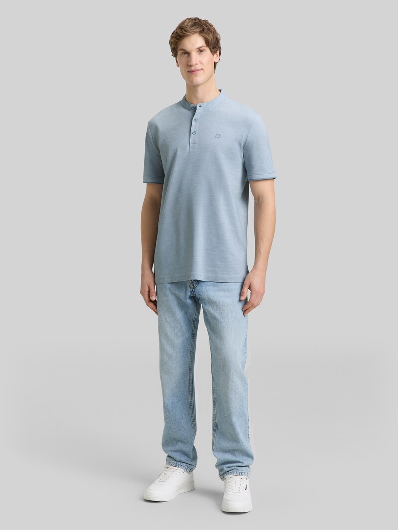 Tom Tailor Piqué Poloshirt mit Stehkragen - Citadel Blue Two Tone Pique