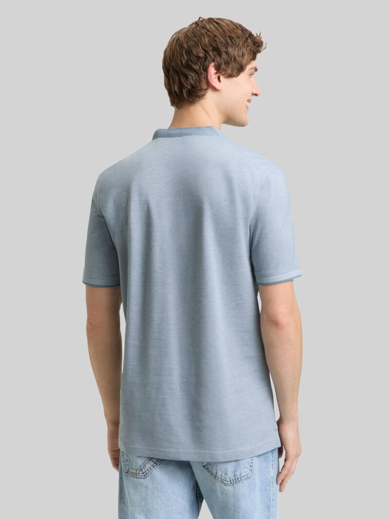 Tom Tailor Piqué Poloshirt mit Stehkragen - Citadel Blue Two Tone Pique