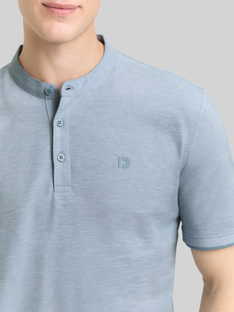 Tom Tailor Piqué Poloshirt mit Stehkragen - Citadel Blue Two Tone Pique