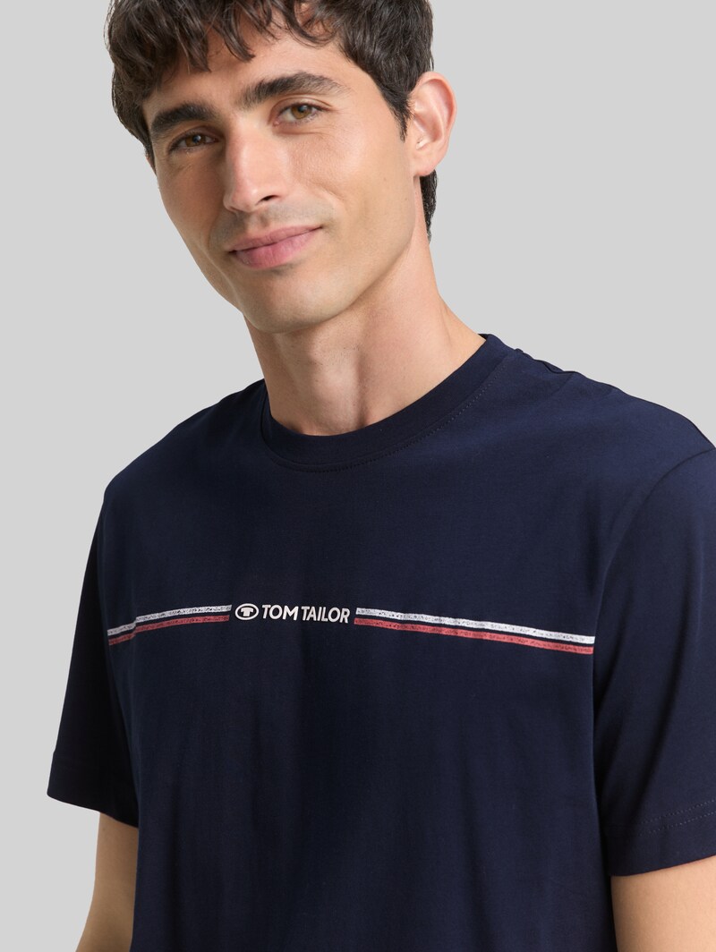Tom Tailor T-Shirt mit Print - Sky Captain Blue