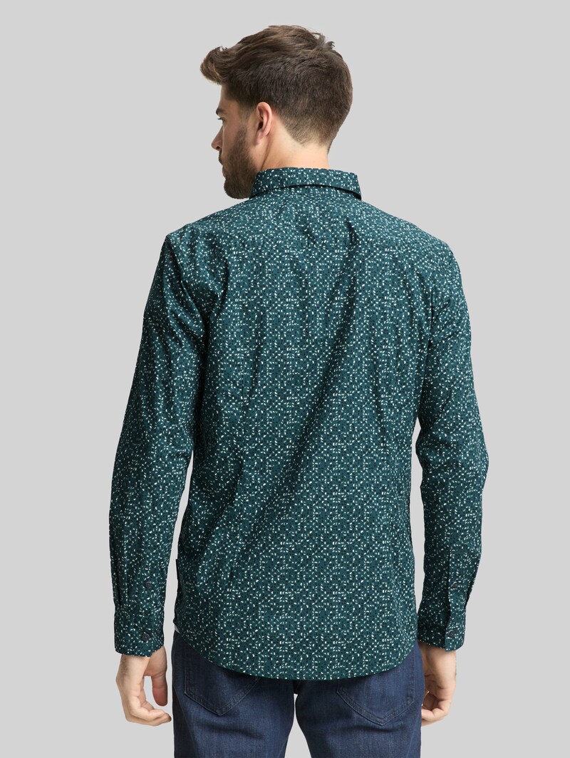 Tom Tailor Fitted Hemd mit Muster - Meadow Green Abstract Design