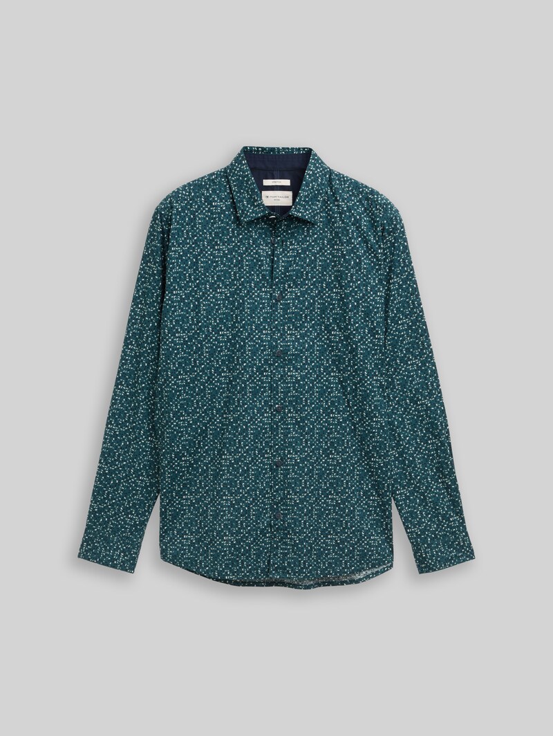 Tom Tailor Fitted Hemd mit Muster - Meadow Green Abstract Design