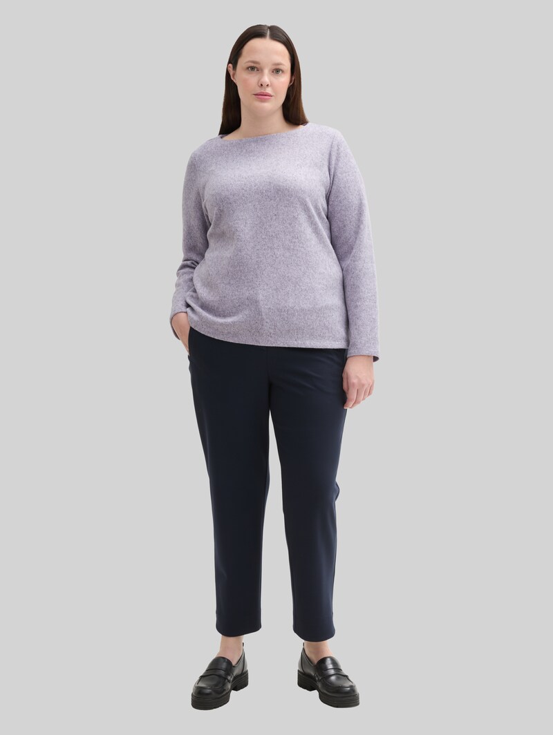 Tom Tailor Plus Size - Soft-Touch Sweatshirt mit Knopfdetails - Soft Lavender Melange