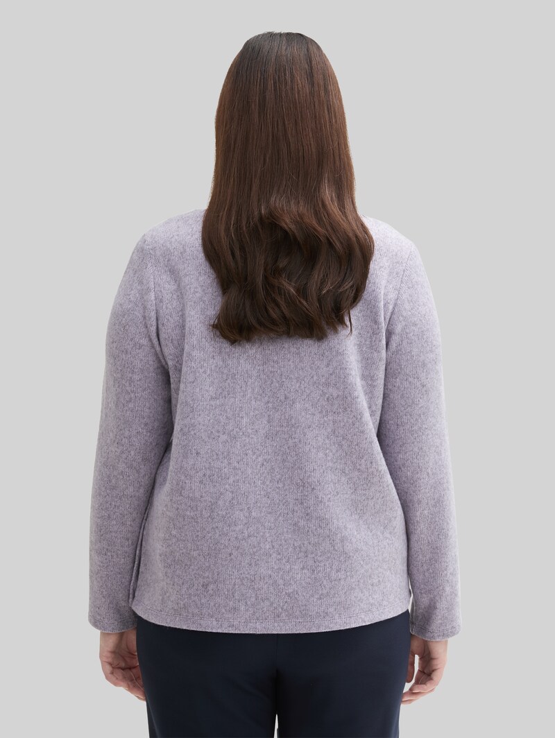 Tom Tailor Plus Size - Soft-Touch Sweatshirt mit Knopfdetails - Soft Lavender Melange
