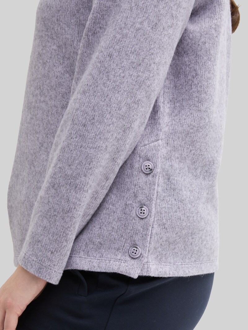 Tom Tailor Plus Size - Soft-Touch Sweatshirt mit Knopfdetails - Soft Lavender Melange