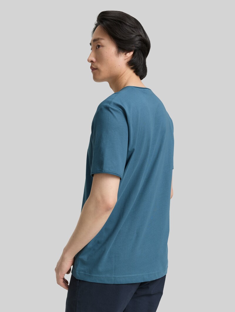 Tom Tailor T-Shirt mit V-Ausschnitt - Real Teal Blue