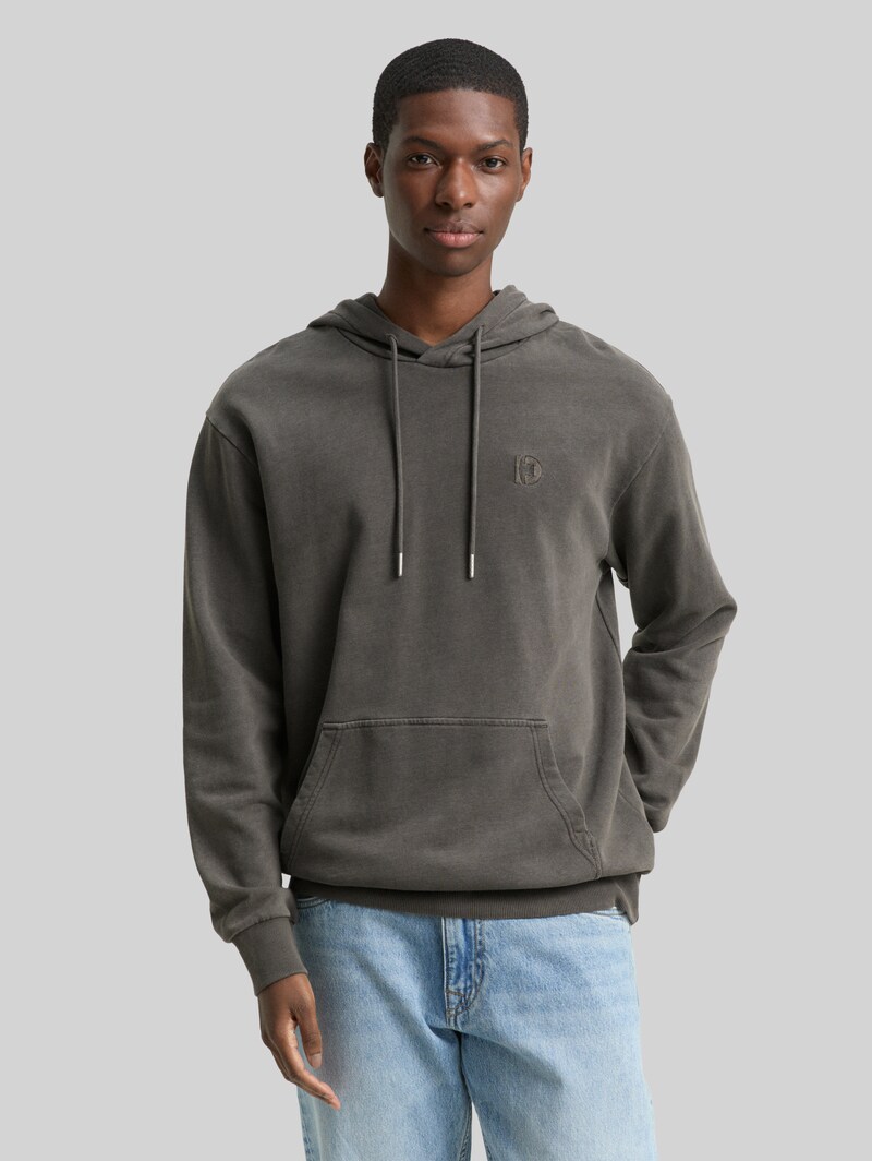 Tom Tailor Overdyed Hoodie Sweatshirt - Black Tom Tailor Overdyed Hoodie Sweatshirt - Black