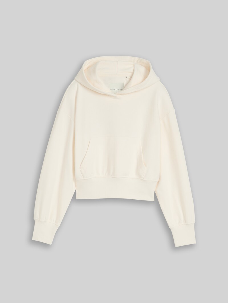Tom Tailor Oversize Hoodie Sweatshirt mit Stickerei - Gardenia White