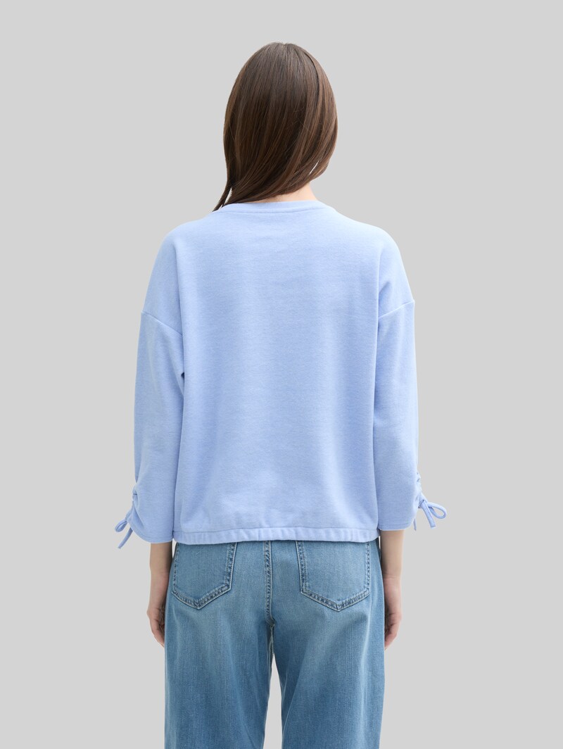 Tom Tailor Cosy Sweatshirt mit Raffärmeln - Light Blue Melange