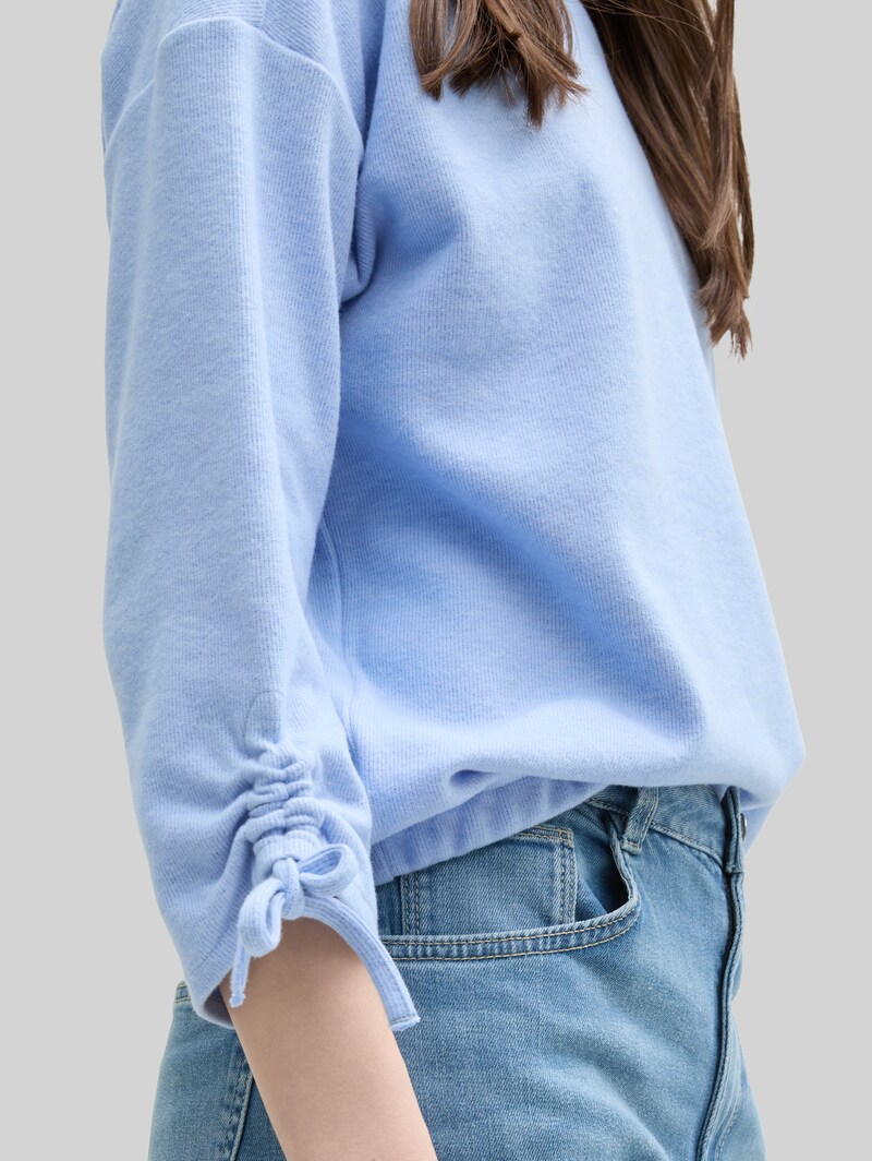 Tom Tailor Cosy Sweatshirt mit Raffärmeln - Light Blue Melange