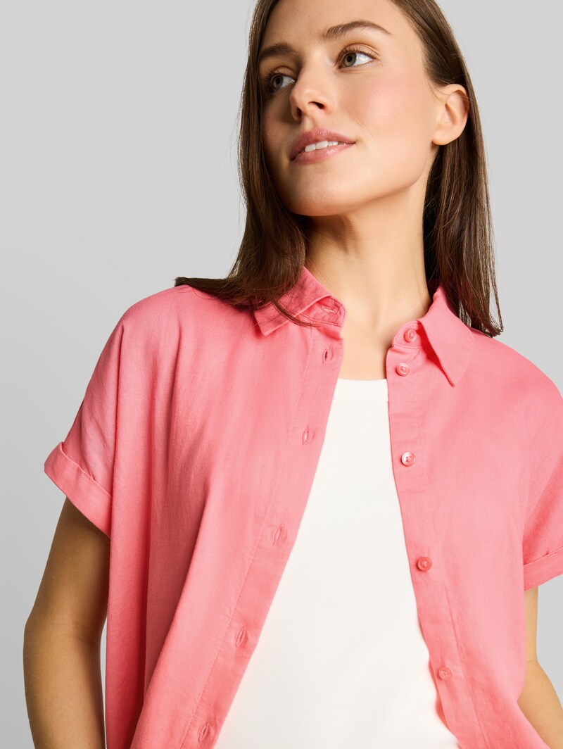 Tom Tailor Loose Fit Bluse mit Leinenanteil - Soft Fuchsia Pink