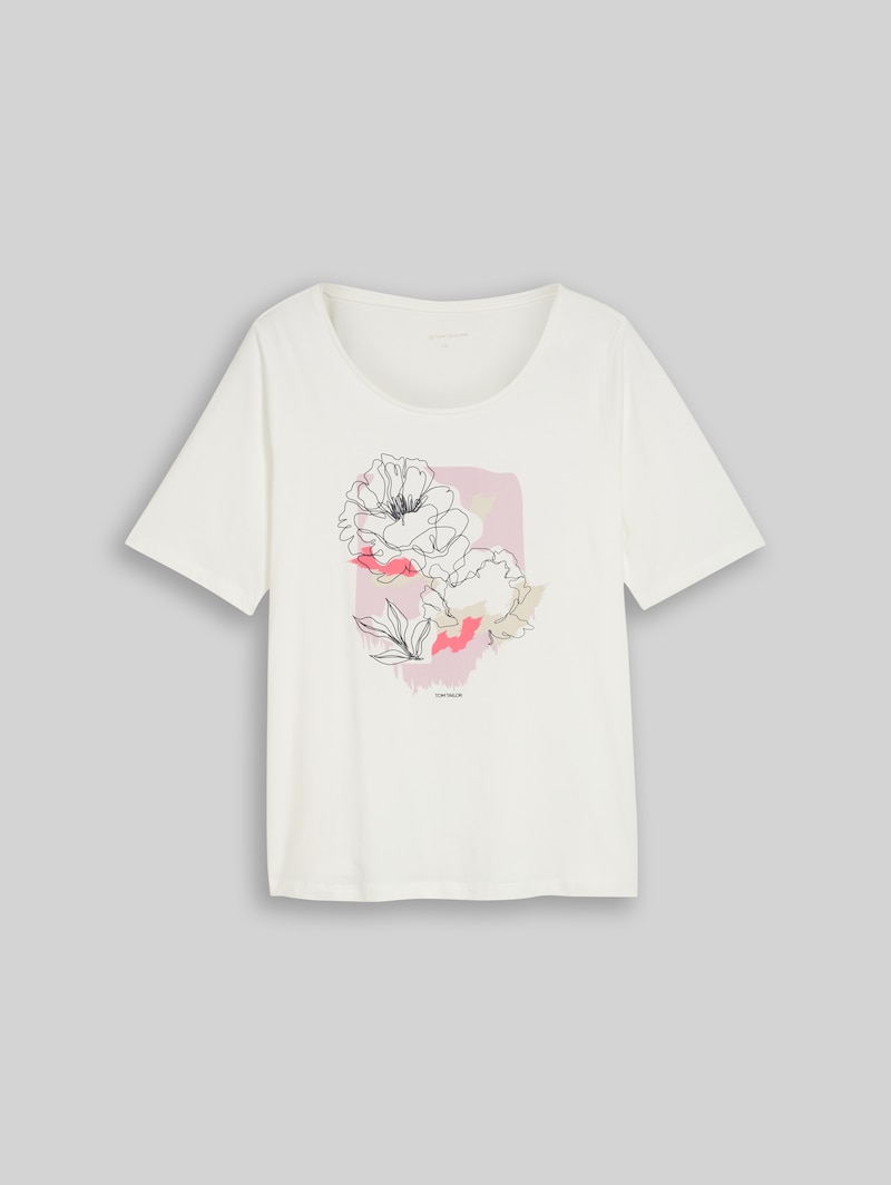 Tom Tailor Plus Size - T-Shirt mit Print - Whisper White