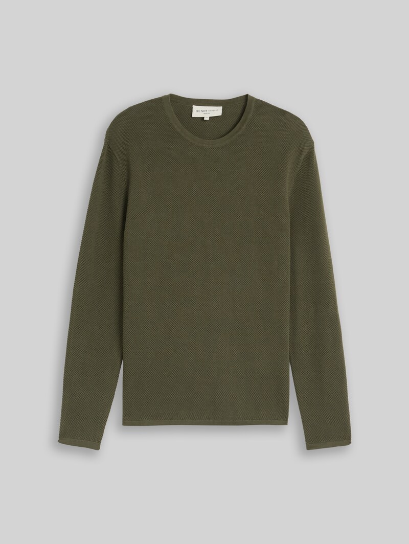 Tom Tailor Strickpullover aus Baumwolle - Urban Olive Green
