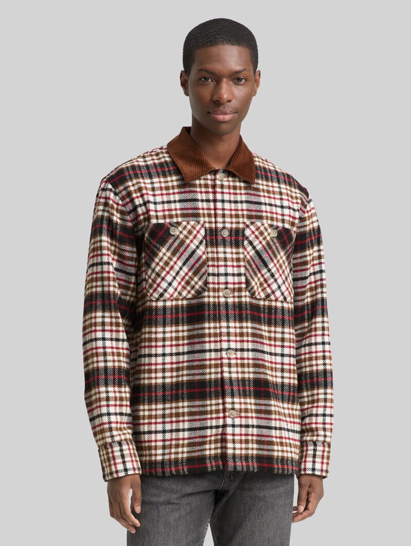 Tom Tailor Overshirt mit Karomuster - Brown Red Black Check Tom Tailor Overshirt mit Karomuster - Brown Red Black Check