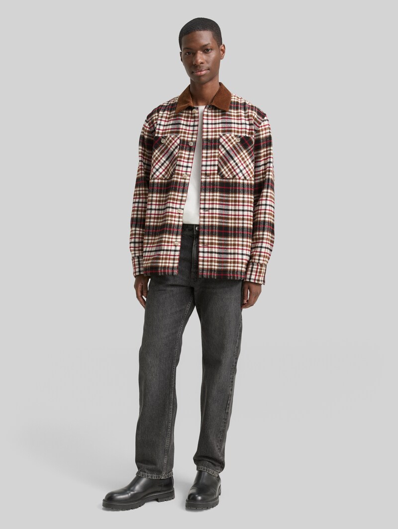 Tom Tailor Overshirt mit Karomuster - Brown Red Black Check