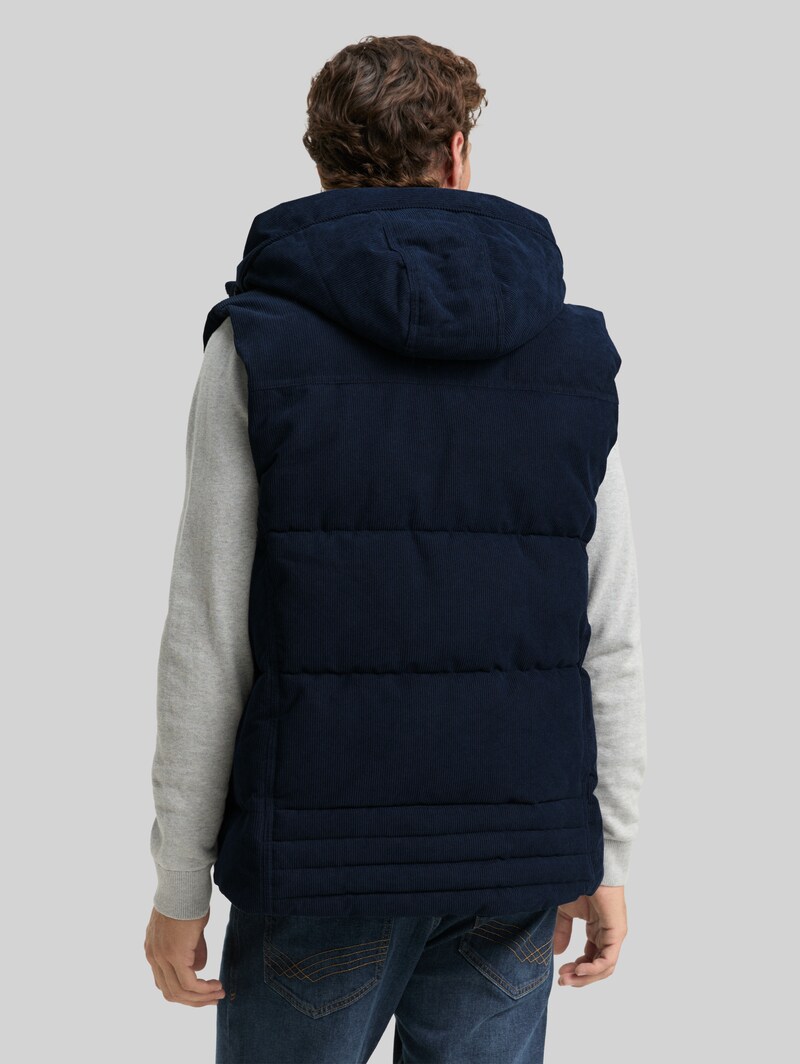 Tom Tailor Puffer Weste mit abnehmbarer Kapuze - Sky Captain Blue